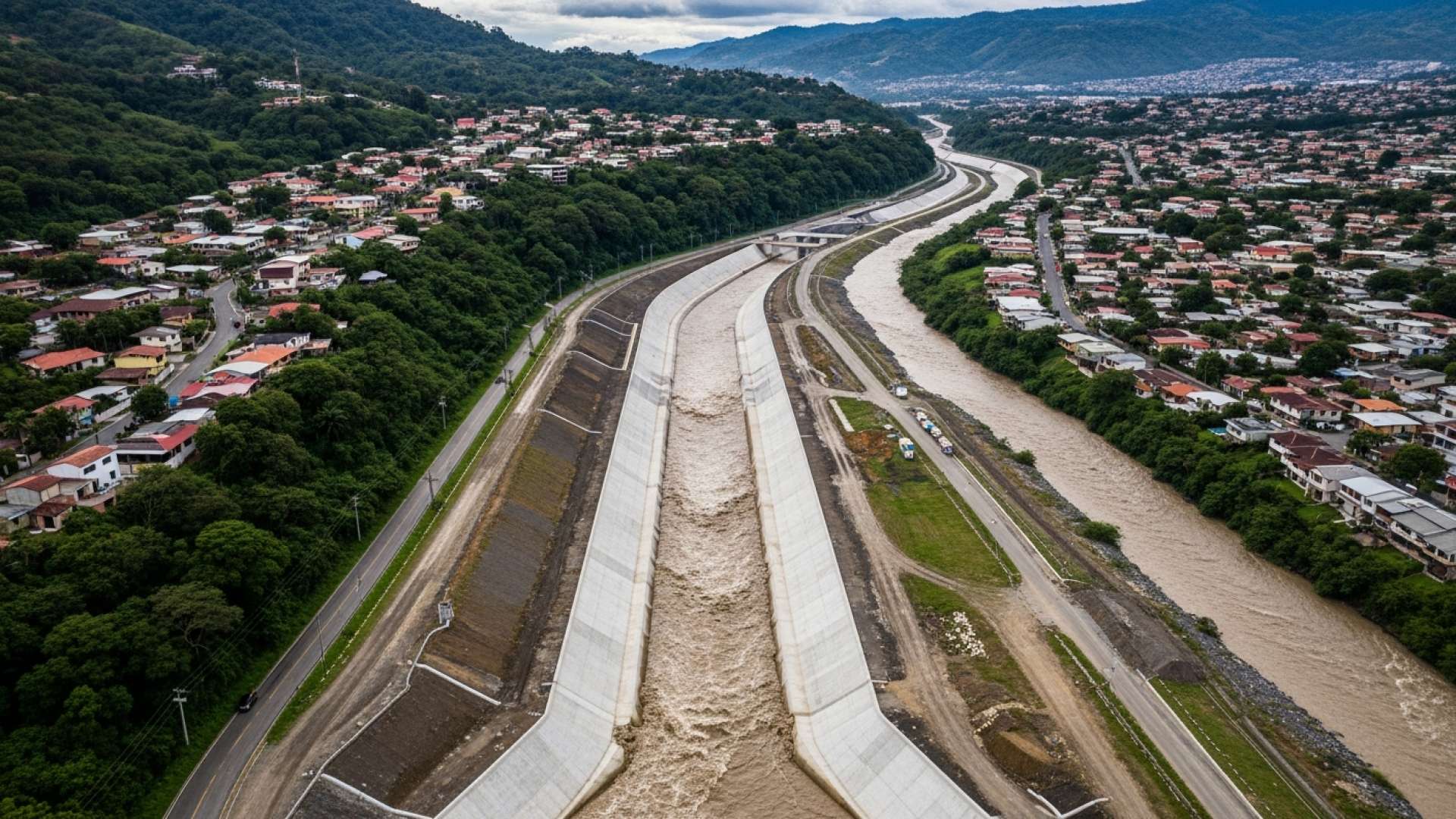 Un immense mur le long de la rivière Cañas apporte une certaine sérénité aux communautés de San José